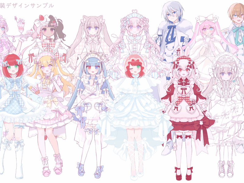 衣装デザイン、キャラデザ可能等身イラスト